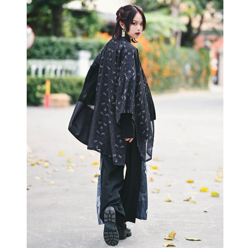 【古怪舍---卯兔シリーズ】★チャイナ風法被★ トップス シフォン 薄い ブラック 黒い 夏服 合わせやすい - ChinChic