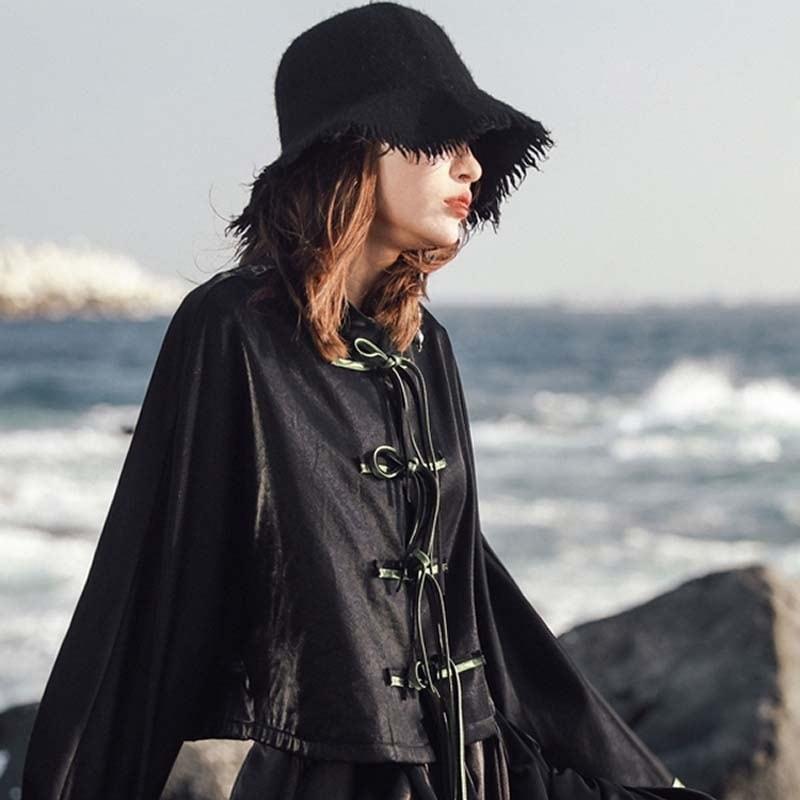 【大青龍肆シリーズ】★チャイナ風アウター★ レトロ ショート丈 合わせやすい ブラックチャイナボタン - ChinChic