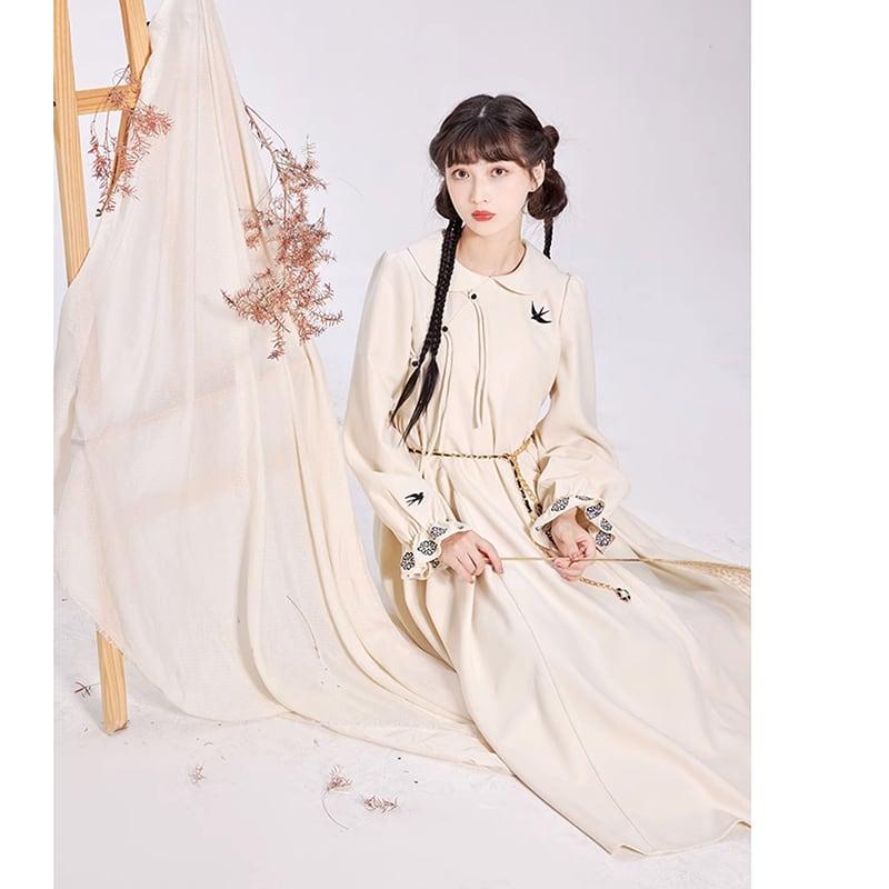 【池夏---初羽シリーズ】★チャイナ風ワンピース★ ベルト付き 中華服 改良漢服 漢元素 可愛い 気質アップ - ChinChic