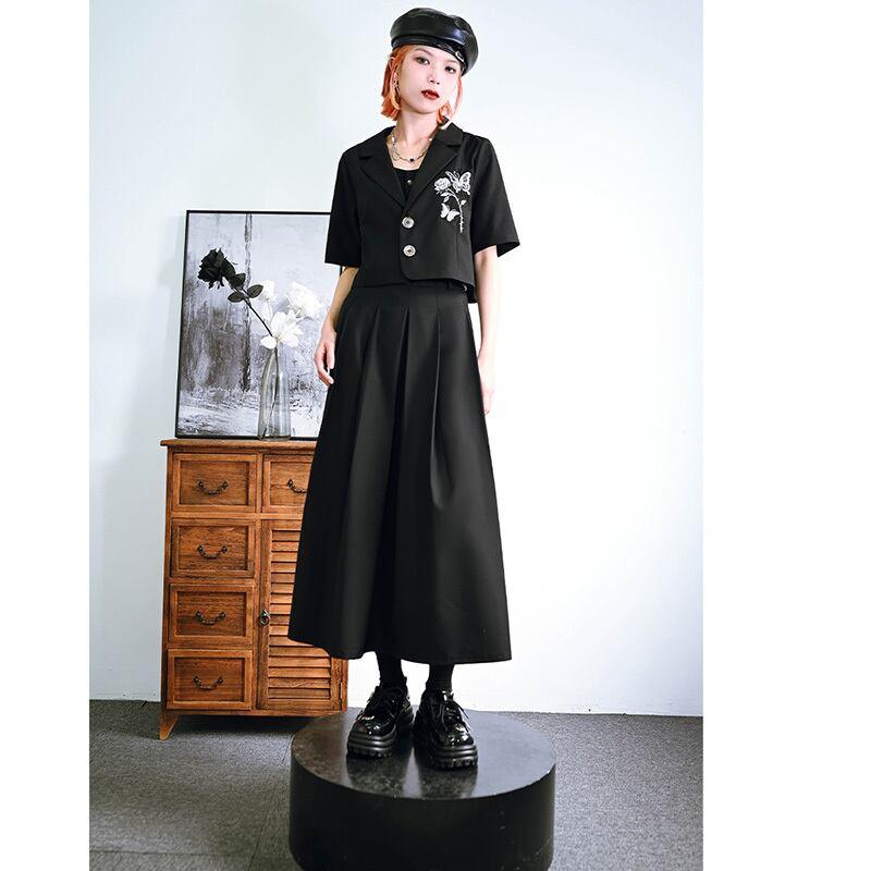 【古怪舍---竹魅シリーズ】★チャイナ風スカート★ フリンジ 中華服 オリジナル 配色 不規則 ブラック 黒い - ChinChic