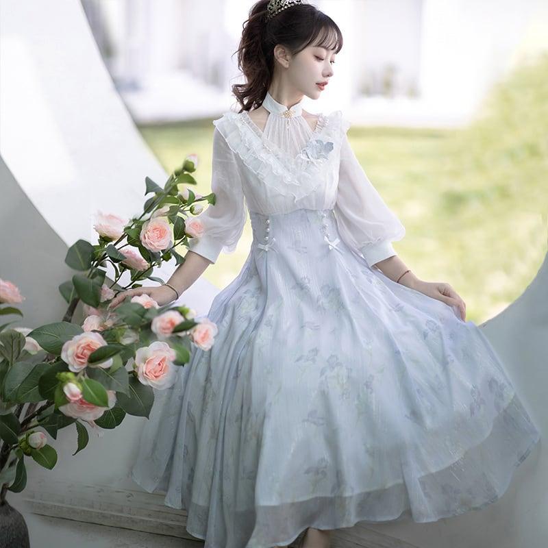 【塵煙雲夢---夢境鳶尾シリーズ】★ワンピース★超可愛い デート 通勤 撮影 パーティー 成人式 気質アップ - ChinChic