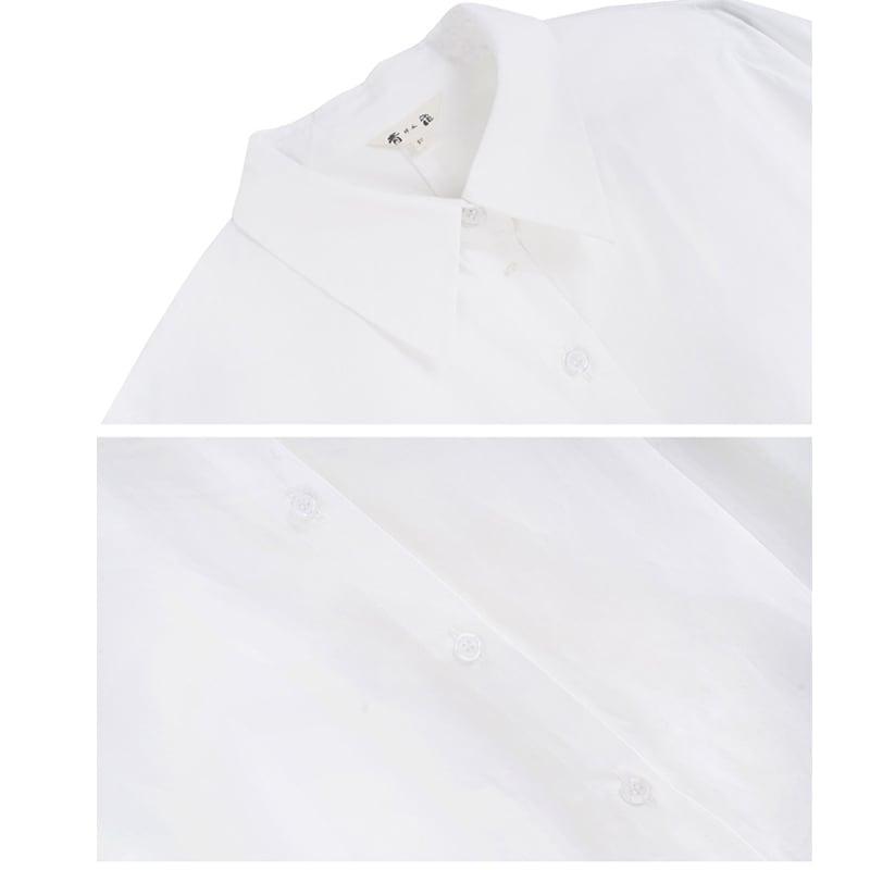 【大青龍肆シリーズ】★チャイナ風シャツ★ ロングシャツ トップス 無地 オリジナル シンプル 合わせやすい 白 - ChinChic