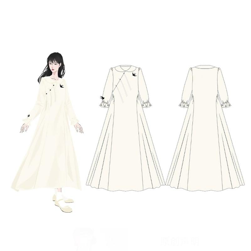 【池夏---初羽シリーズ】★チャイナ風ワンピース★ ベルト付き 中華服 改良漢服 漢元素 可愛い 気質アップ - ChinChic