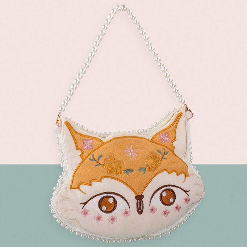 【猫小姐シリーズ】★超動物バッグ★ 狐 可愛い 刺繍 手作り オリジナル ショルダーバッグ 真珠 スウィート プレゼント パーティー - ChinChic