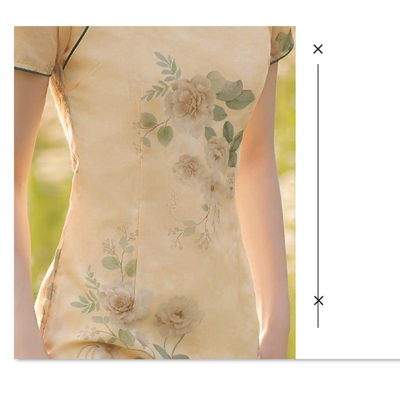 【荷戀情シリーズ】★チャイナドレス★ 花柄ワンピース 中華服 気質アップ ロング丈 パーティー 結婚式 - ChinChic