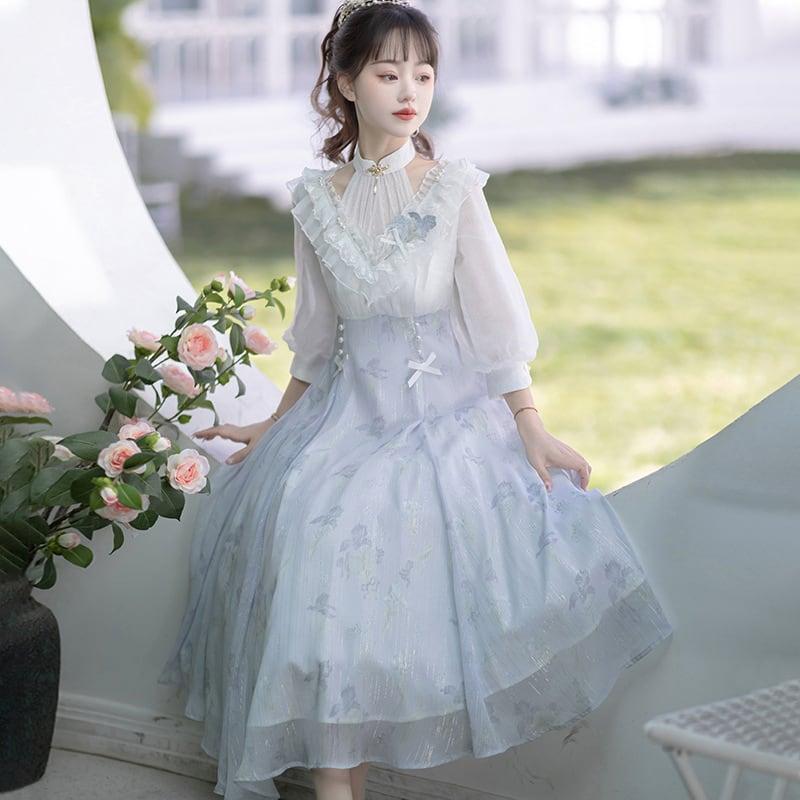 【塵煙雲夢---夢境鳶尾シリーズ】★ワンピース★超可愛い デート 通勤 撮影 パーティー 成人式 気質アップ - ChinChic