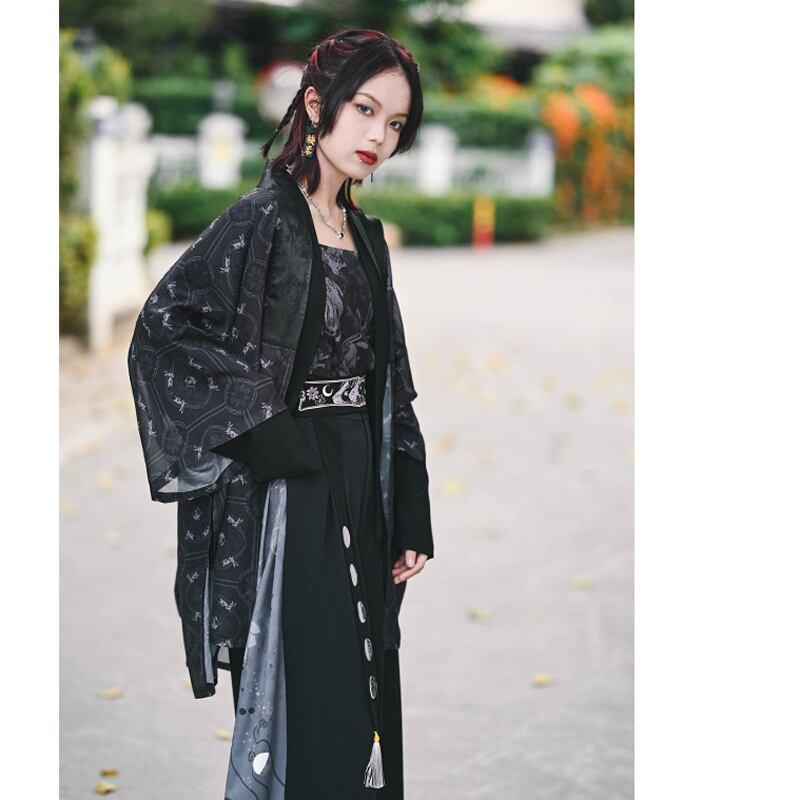【古怪舍---卯兔シリーズ】★チャイナ風法被★ トップス シフォン 薄い ブラック 黒い 夏服 合わせやすい - ChinChic