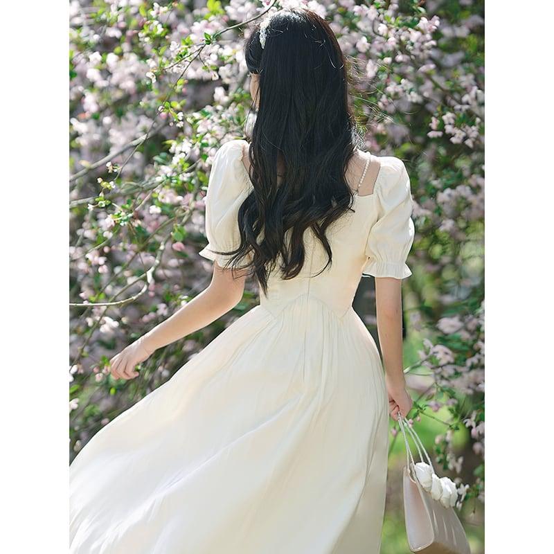 【南柯夢シリーズ】★ワンピース★ 女子会 デート セクシー 気質アップ レトロ 切り替え 半袖ワンピ 夏服 - ChinChic