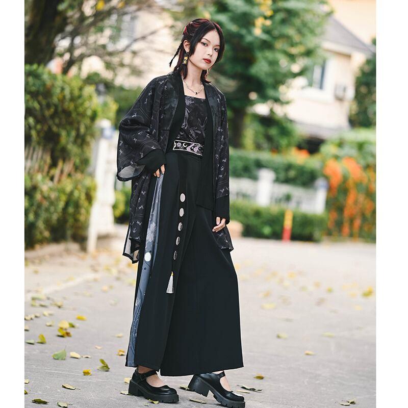 【古怪舍---卯兔シリーズ】★チャイナ風法被★ トップス シフォン 薄い ブラック 黒い 夏服 合わせやすい - ChinChic