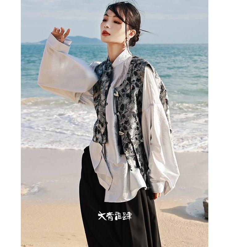 【大青龍肆シリーズ】★チャイナ風シャツ★ トップス チャイナ服 民国風 レトロ デザイン性有り オリジナル - ChinChic