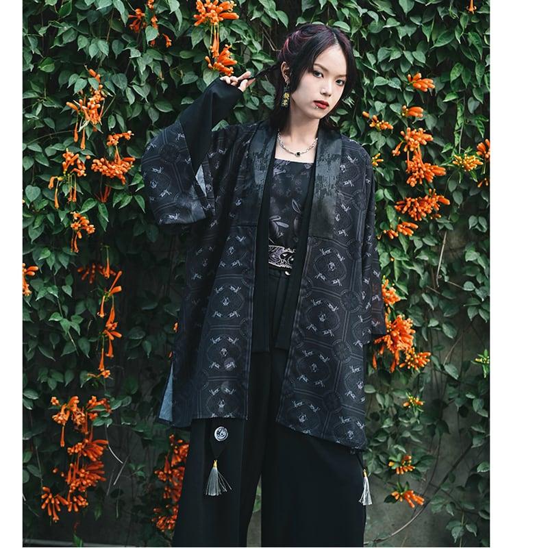 【古怪舍---卯兔シリーズ】★チャイナ風法被★ トップス シフォン 薄い ブラック 黒い 夏服 合わせやすい - ChinChic