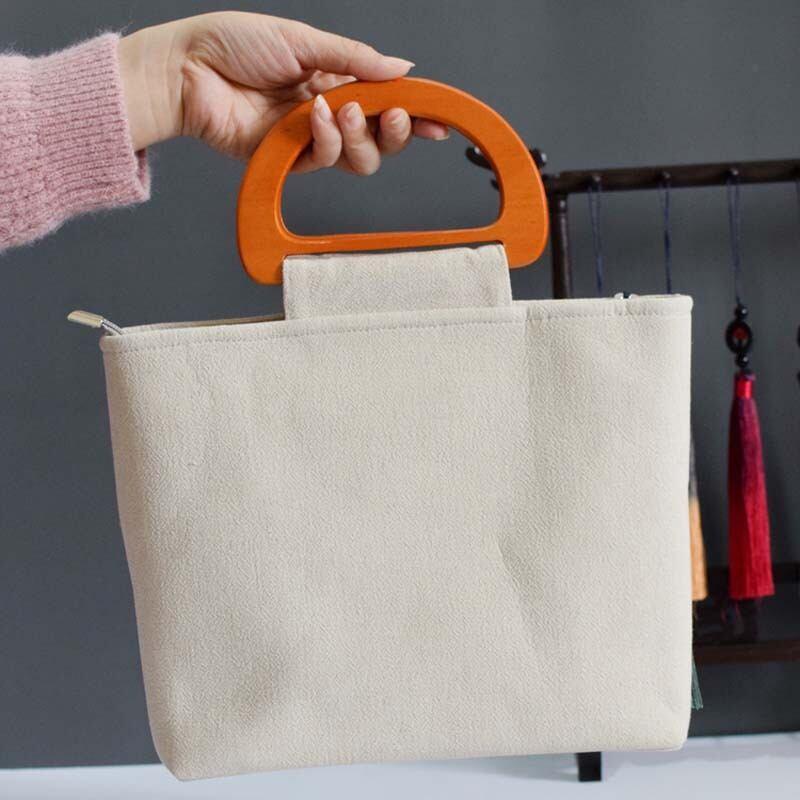 チャイナ風バッグ 刺繍 プレゼント パーティー 通勤 民族風 個性的 鶴柄 リネン ベージュ - ChinChic