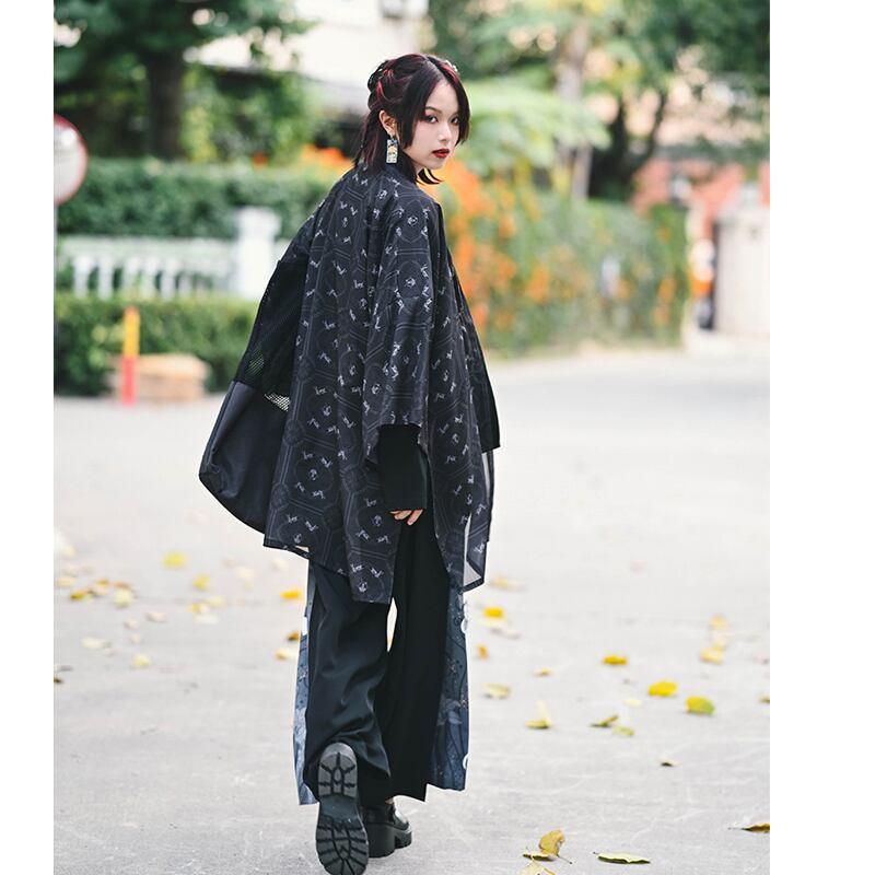 【古怪舍---卯兔シリーズ】★チャイナ風法被★ トップス シフォン 薄い ブラック 黒い 夏服 合わせやすい - ChinChic
