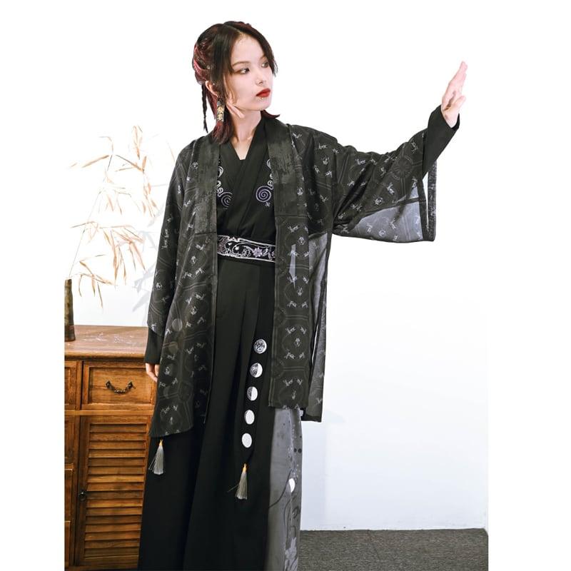 【古怪舍---卯兔シリーズ】★チャイナ風法被★ トップス シフォン 薄い ブラック 黒い 夏服 合わせやすい - ChinChic