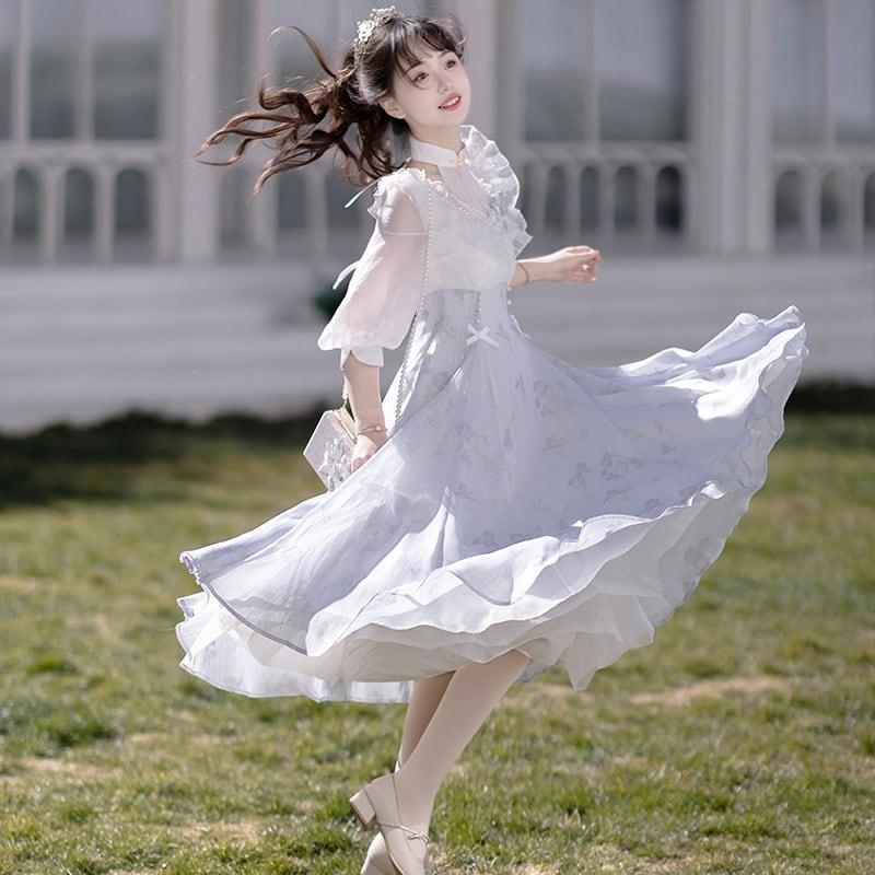 【塵煙雲夢---夢境鳶尾シリーズ】★ワンピース★超可愛い デート 通勤 撮影 パーティー 成人式 気質アップ - ChinChic