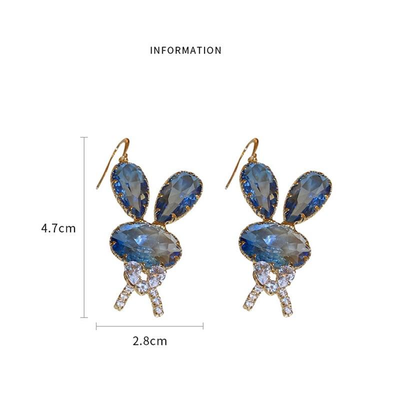 【貝格倫シリーズ】★耳飾り★ ピアス ペア レディース アクセサリー 兎 うさぎ ウサギ ブルー 青 可愛い - ChinChic