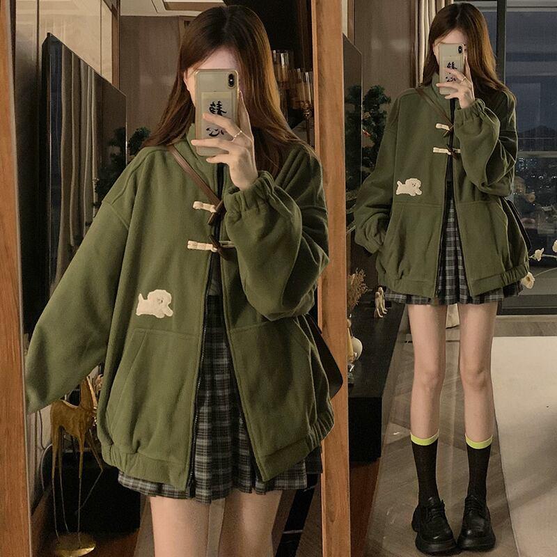 【逃離地球シリーズ】★アウター★ ジャケット おしゃれ 可愛い レディース グリーン 緑 合わせやすい - ChinChic