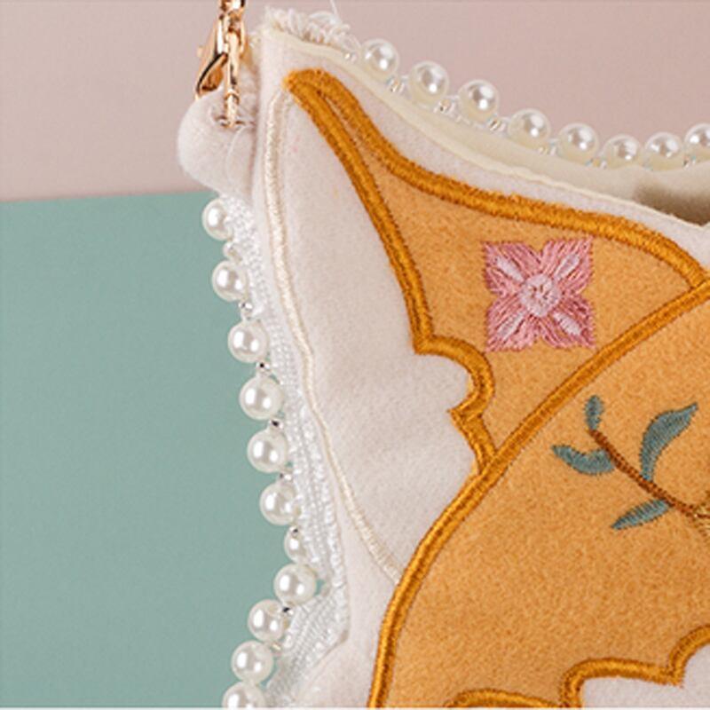 【猫小姐シリーズ】★超動物バッグ★ 狐 可愛い 刺繍 手作り オリジナル ショルダーバッグ 真珠 スウィート プレゼント パーティー - ChinChic