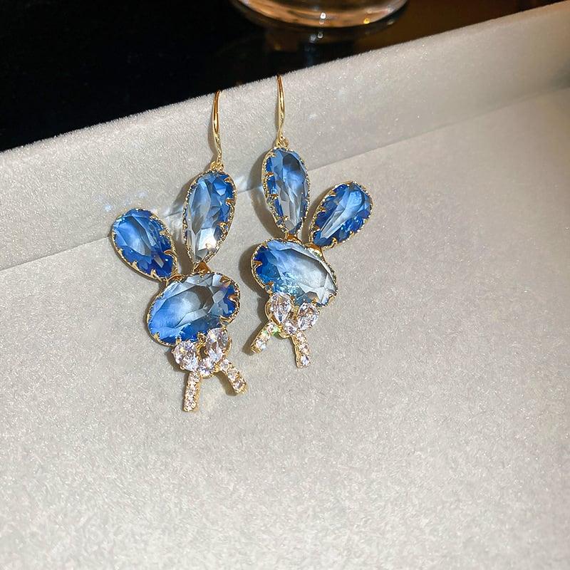 【貝格倫シリーズ】★耳飾り★ ピアス ペア レディース アクセサリー 兎 うさぎ ウサギ ブルー 青 可愛い - ChinChic