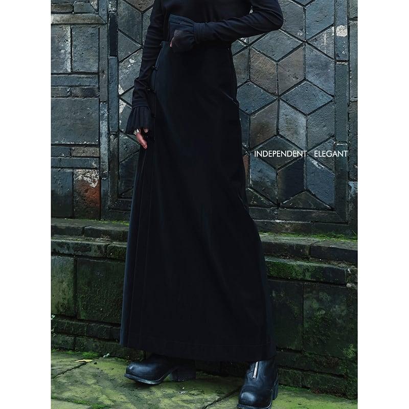 おすすめ!【大青龍肆シリーズ】★チャイナ風スカート★ PU ブラック ロング丈 着痩せ 合わせやすい - ChinChic