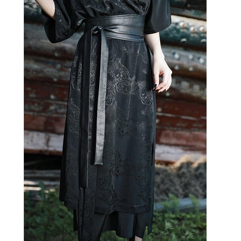 【大青龍肆シリーズ】★ベルト★ 帯 小物 飾り物 合わせやすい PU ブラック 黒い 無地 シンプル - ChinChic