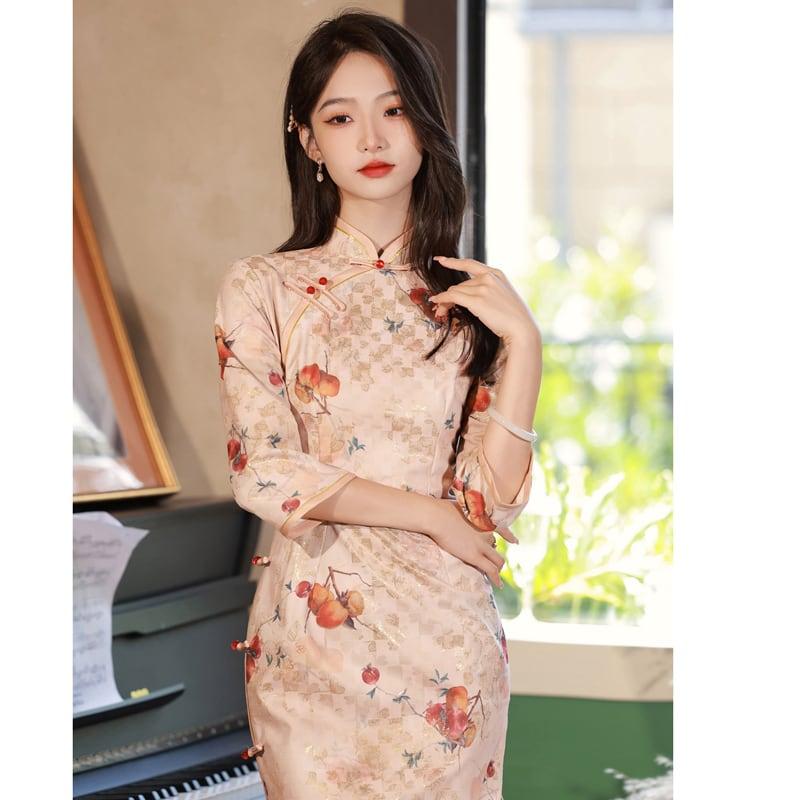 【RUYUNシリーズ】★チャイナドレス★ 花柄ワンピース チャイナ風ワンピース レディース 花柄 結婚式 - ChinChic