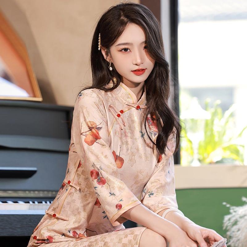 【RUYUNシリーズ】★チャイナドレス★ 花柄ワンピース チャイナ風ワンピース レディース 花柄 結婚式 - ChinChic