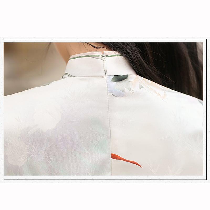 【RUYUNシリーズ】★チャイナドレス★ ワンピース ロング丈 蓮 ハス 半袖 ロング丈 大きいサイズ - ChinChic