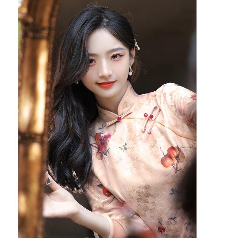 【RUYUNシリーズ】★チャイナドレス★ 花柄ワンピース チャイナ風ワンピース レディース 花柄 結婚式 - ChinChic