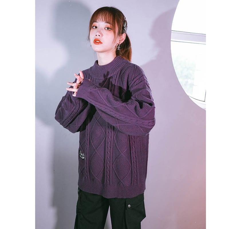【古怪舍---燕尾蝶シリーズ】★チャイナ風セーター★ トップス 刺繍 蝶々 パープル 紫色 S M L カジュアル - ChinChic