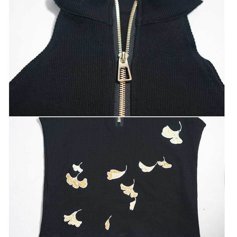 【卿棠シリーズ】★チャイナ風キャミソール★ セクシー 刺繍 チャイナ服 ブラック 黒 S M L オリジナル - ChinChic