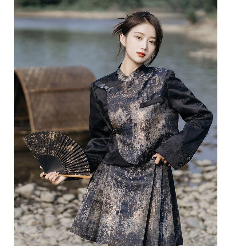 【卿棠シリーズ】★チャイナ風アウター★ トップス 切り替え ショート丈 着痩せ S M L XL オリジナル - ChinChic