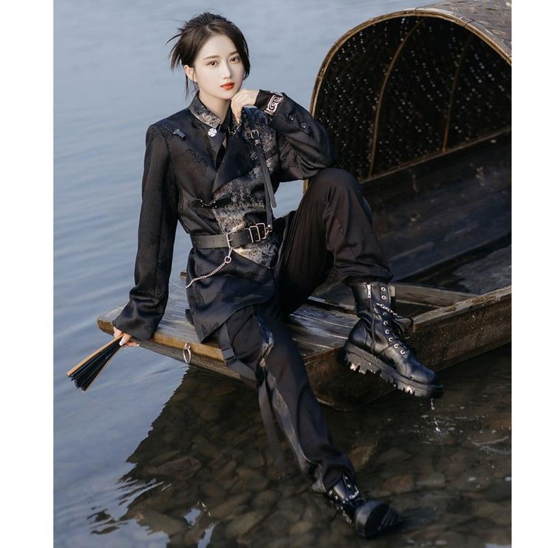 【卿棠シリーズ】★チャイナ風アウター★ 男女兼用 メンズ 切り替え プリント レトロ S M L XL 2XL - ChinChic