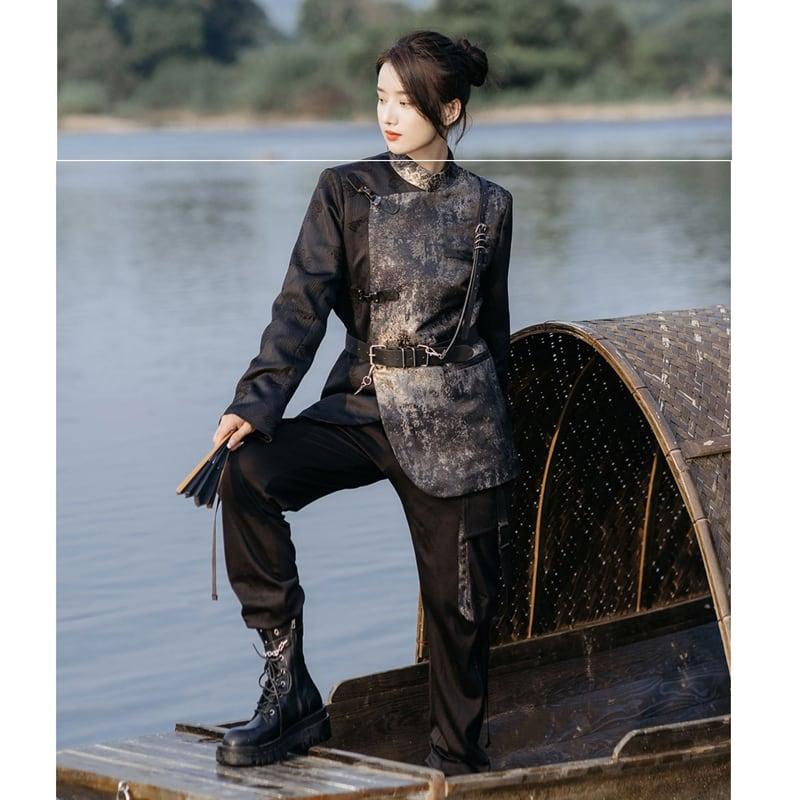 【卿棠シリーズ】★チャイナ風アウター★ 男女兼用 メンズ 切り替え プリント レトロ S M L XL 2XL - ChinChic