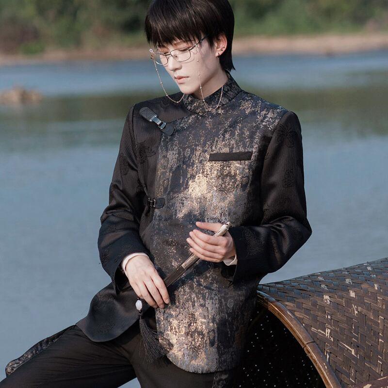 【卿棠シリーズ】★チャイナ風アウター★ 男女兼用 メンズ 切り替え プリント レトロ S M L XL 2XL - ChinChic