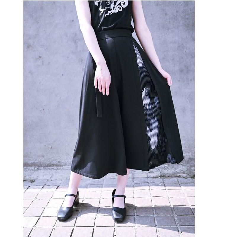 【古怪舍---山海経シリーズ】★チャイナ風ズボン★ ガウチョパンツ ボトムス 春 夏 切り替え S M L XL 気質アップ - ChinChic