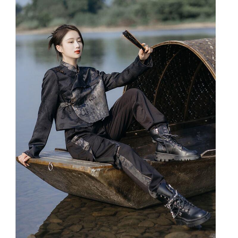 【卿棠シリーズ】★チャイナ風アウター★ トップス 切り替え ショート丈 着痩せ S M L XL オリジナル - ChinChic