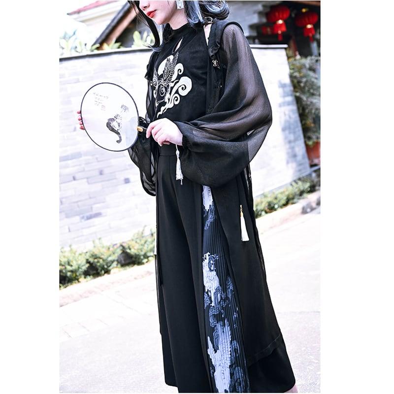 【古怪舍---山海経シリーズ】★チャイナ風ズボン★ ガウチョパンツ ボトムス 春 夏 切り替え S M L XL 気質アップ - ChinChic
