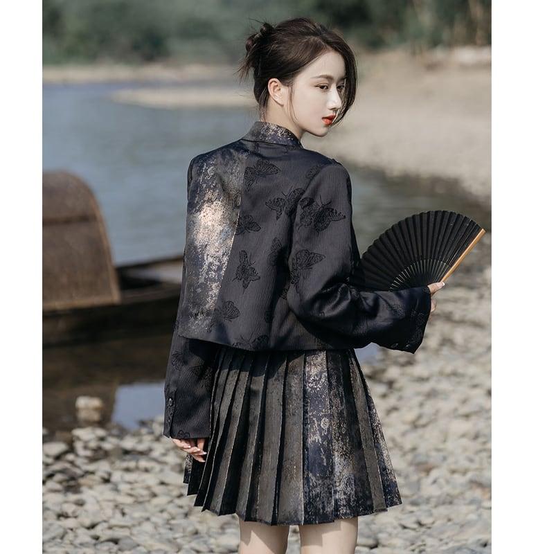 【卿棠シリーズ】★チャイナ風アウター★ トップス 切り替え ショート丈 着痩せ S M L XL オリジナル - ChinChic