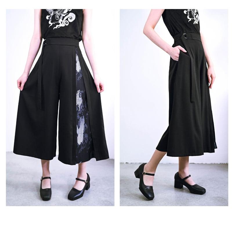 【古怪舍---山海経シリーズ】★チャイナ風ズボン★ ガウチョパンツ ボトムス 春 夏 切り替え S M L XL 気質アップ - ChinChic