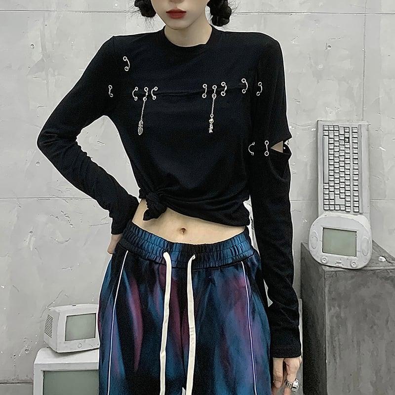 【SEXYシリーズ】★セットアップ 単品注文★ トップスORズボン 着痩せ チェーン付きTシャツ カジュアルパンツ - ChinChic