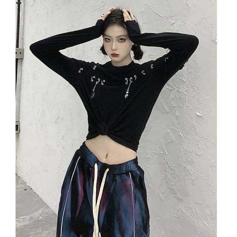 【SEXYシリーズ】★セットアップ 単品注文★ トップスORズボン 着痩せ チェーン付きTシャツ カジュアルパンツ - ChinChic