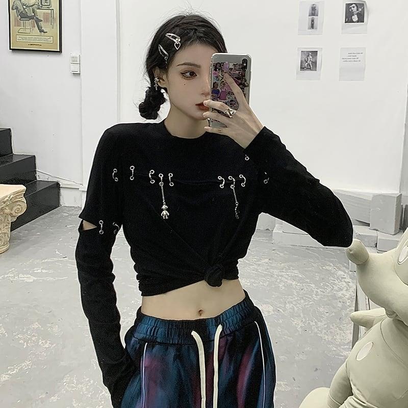 【SEXYシリーズ】★セットアップ 単品注文★ トップスORズボン 着痩せ チェーン付きTシャツ カジュアルパンツ - ChinChic