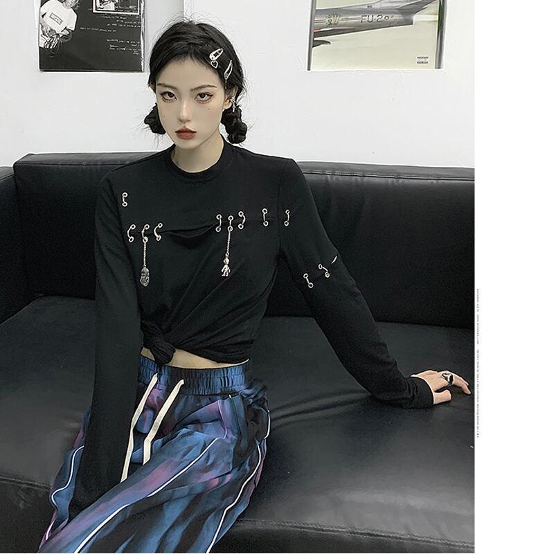【SEXYシリーズ】★セットアップ 単品注文★ トップスORズボン 着痩せ チェーン付きTシャツ カジュアルパンツ - ChinChic