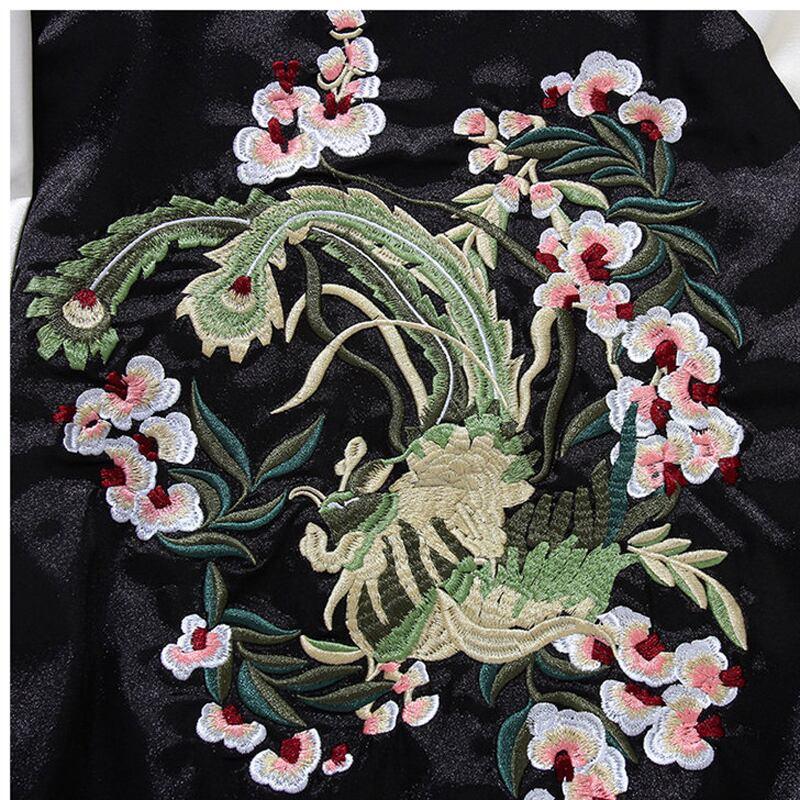 花刺繍スタジャン ジャケット 両面着れる服 チャイナ風服 SS S M L LL 男女兼用 カップル服 ピンク+黒 - ChinChic