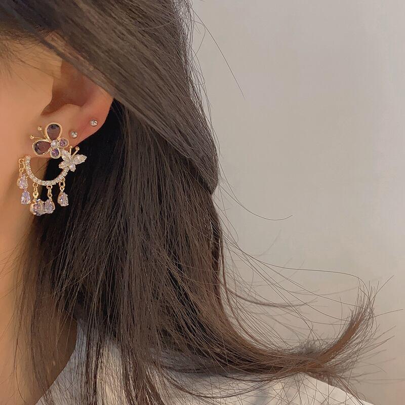 【TAOXIシリーズ】★耳飾り★ ペア ピアス レディースアクセサリー パープル デート パーティー 気質アップ - ChinChic