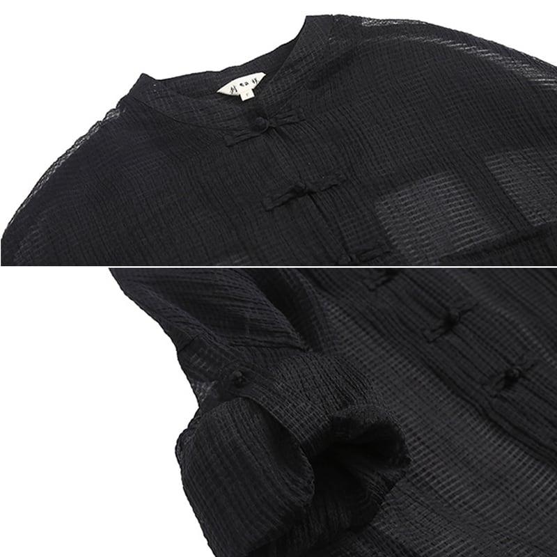 【大青龍肆シリーズ】★チャイナ風トップス★ UVカット チャイナ風服 黒 ブラック グリーン 緑 ホワイト 白 合わせやすい - ChinChic