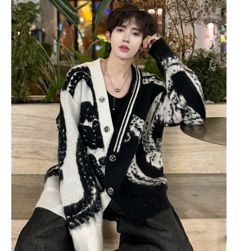 【入画シリーズ】★チャイナ風セーター★ カーディガン アウター Vネック 男女兼用 メンズ 絞り染め - ChinChic