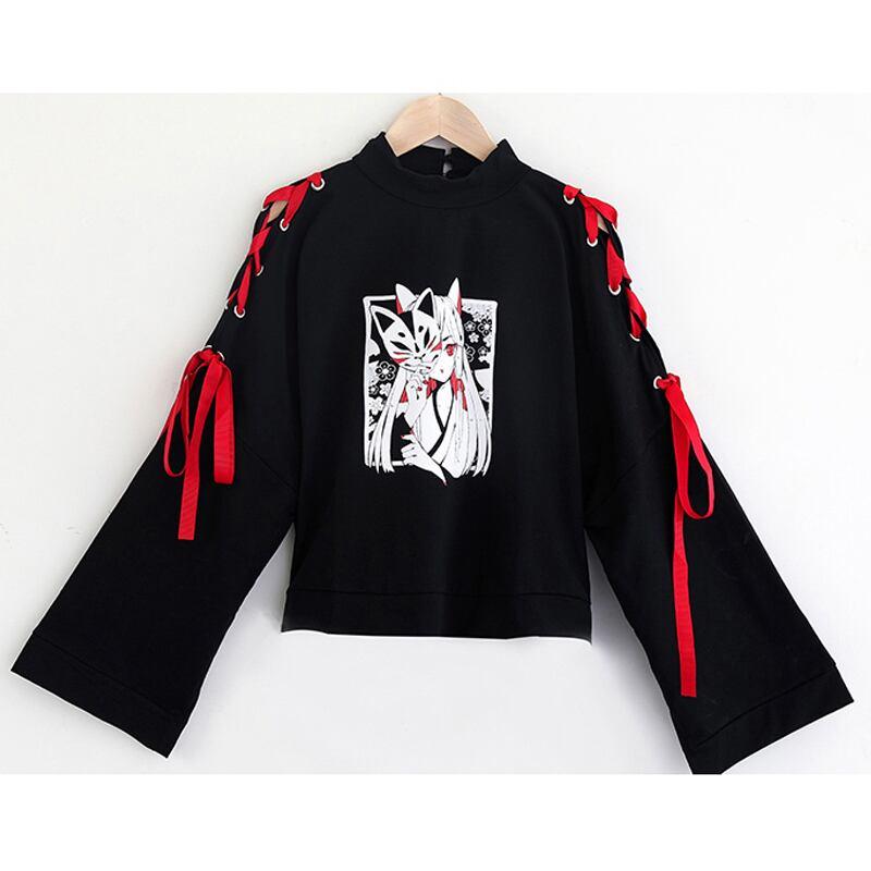 【XIAOLIANGシリーズ】★セットアップ 単品注文★チャイナ風トップスORスカート 改良漢服 S M L ブラック 黒い 可愛い - ChinChic