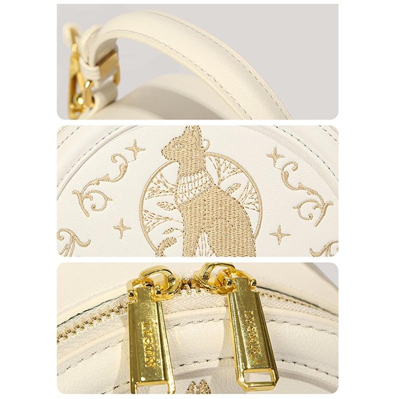【XIAOPANシリーズ】★バッグ★ 刺繍 肩掛け 手持ち 猫 猫柄 猫刺繍 ねこ ネコ 可愛い デート ベージュ - ChinChic
